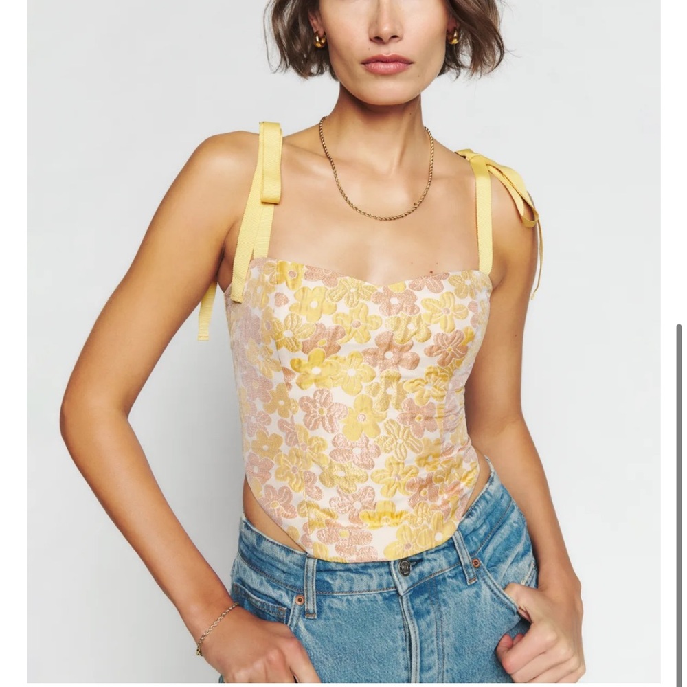 REFORMATION KAROLINE TOP SIZE 6 Sunshine Bloom NEW